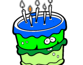 Disegno Torta di compleanno 2 pitturato su francesco 3 anni