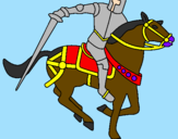 Disegno Cavaliere a cavallo IV pitturato su pio