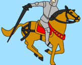 Disegno Cavaliere a cavallo IV pitturato su flavio