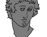 Disegno Busto di Alessandro Magno  pitturato su marco t