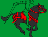 Disegno Cavaliere a cavallo IV pitturato su furio