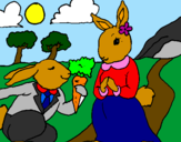 Disegno Conigli pitturato su joise
