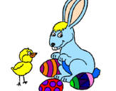 Disegno Pulcino, coniglietto e uova  pitturato su annagrazia
