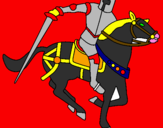 Disegno Cavaliere a cavallo IV pitturato su roccomaria