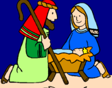 Disegno Adorano Gesù Bambino  pitturato su MarcoLinda