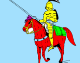 Disegno Cavallerizzo a cavallo  pitturato su alessio 2007