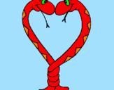 Disegno Serpenti innamorati  pitturato su ago  marty