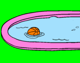 Disegno Palla in piscina pitturato su justine
