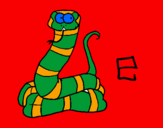 Disegno Serpente  pitturato su carmelo