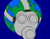 Disegno Terra con maschera anti-gas  pitturato su roberto