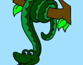 Disegno Serpente avvinghiata ad un albero  pitturato su paolo