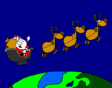 Disegno Babbo Natale che consegna i regali 3 pitturato su syria ferrara