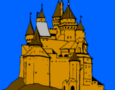Disegno Castello medievale  pitturato su gigio
