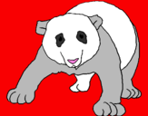 Disegno Orso panda  pitturato su sofia