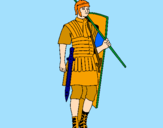 Disegno Soldato romano  pitturato su carlotta 3 anni