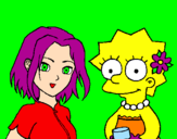Disegno Sakura e Lisa pitturato su chicca