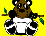 Disegno Orso panda  pitturato su alessio
