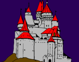 Disegno Castello medievale  pitturato su cesare