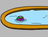Disegno Palla in piscina pitturato su AURORA