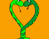 Disegno Serpenti innamorati  pitturato su kilo