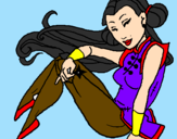 Disegno Principessa ninja  pitturato su marga