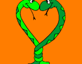 Disegno Serpenti innamorati  pitturato su kilo
