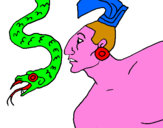 Disegno Serpente e guerriero pitturato su giada