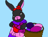 Disegno Coniglietta di Pasqua con l'annaffiatoio  pitturato su enrica