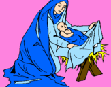 Disegno Nascita di Gesù Bambino pitturato su Gray2