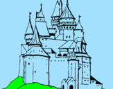 Disegno Castello medievale  pitturato su ale