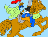 Disegno Cavaliere a cavallo pitturato su josè