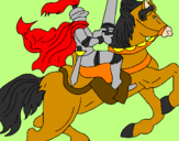 Disegno Cavaliere a cavallo pitturato su andrea