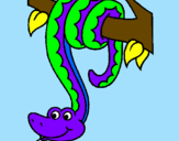 Disegno Serpente avvinghiata ad un albero  pitturato su titti