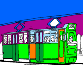 Disegno Tram con passeggeri  pitturato su francesco