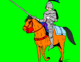 Disegno Cavallerizzo a cavallo  pitturato su sofia