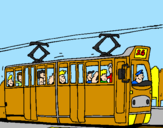 Disegno Tram con passeggeri  pitturato su giorgia