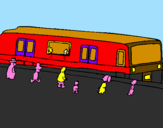 Disegno Passeggeri in attesa del treno  pitturato su luca  guicciardi
