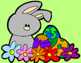 Disegno Coniglietto di Pasqua  pitturato su evelyn