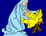 Disegno Nascita di Gesù Bambino pitturato su federico