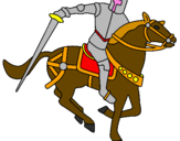 Disegno Cavaliere a cavallo IV pitturato su pietro. b.