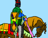 Disegno Cavaliere a cavallo pitturato su Mario