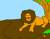 Disegno Il re leone pitturato su leone