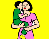 Disegno Bacio materno  pitturato su Miriam Miccinelli