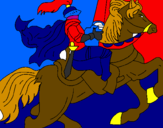 Disegno Cavaliere a cavallo pitturato su sulino pietrusino