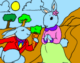Disegno Conigli pitturato su omaima