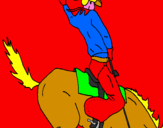 Disegno Cowboy a cavallo  pitturato su bruno 2005