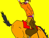 Disegno Cowboy a cavallo  pitturato su cecilia