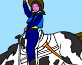 Disegno Cow girl pitturato su davide