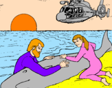 Disegno Salvataggio di una balena pitturato su edoardo