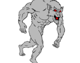 Disegno Uomo lupo  pitturato su titti